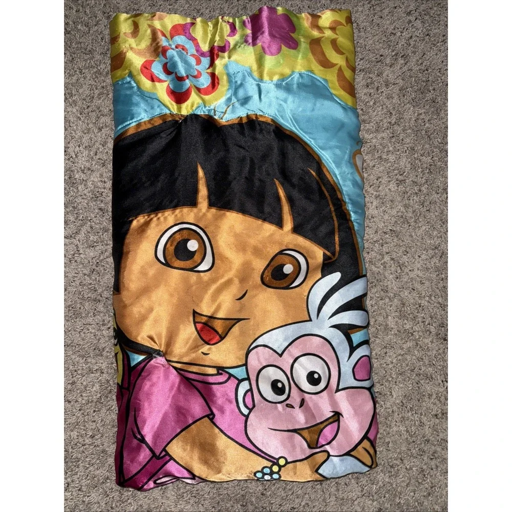 Vintage Dora‎ The Explorer Satin Throw Blanket Multicolored Pink Back 50x40